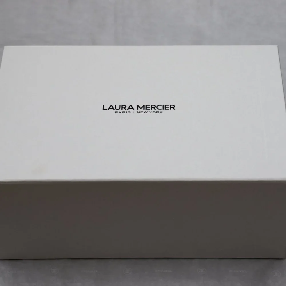 Laura Mercier White Cardboard Magnetic Flap Empty Gift Box White & Black